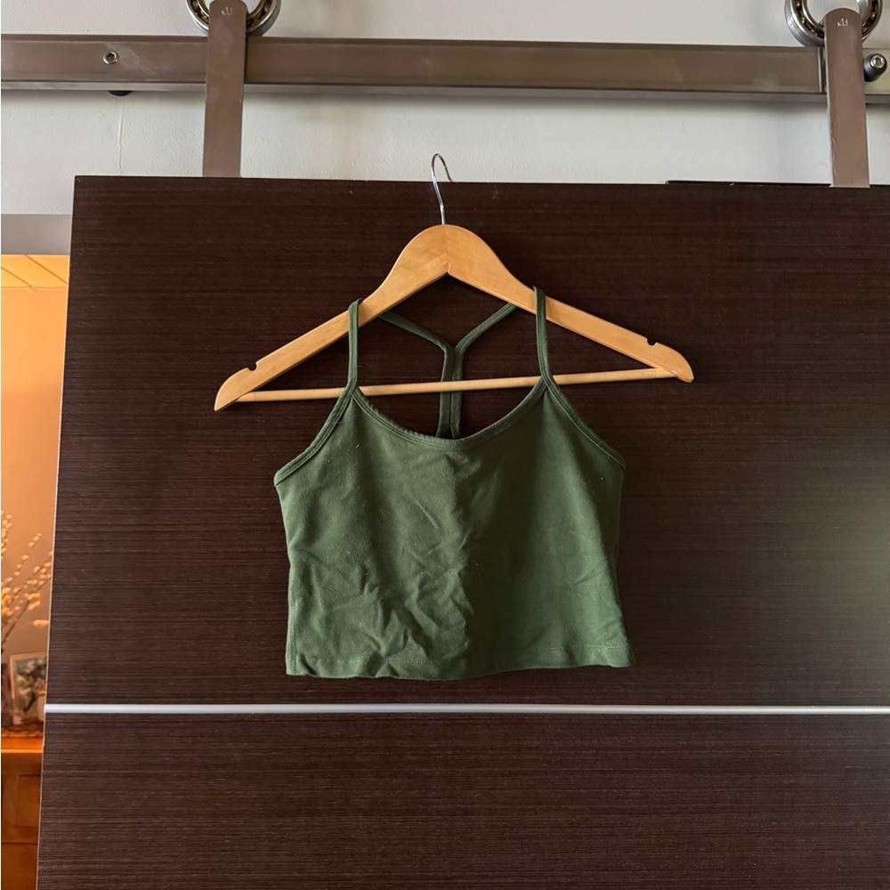 Beyond Yoga - Spacedye Slim Racerback Cropped Tank - Olive Green